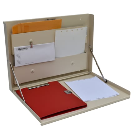 Omnimed Wall Mounted Folding Desks with Built-in Storage (Painted Beige) 291502